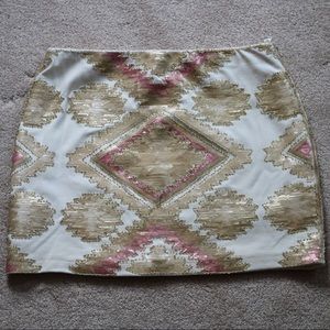 Aztec Print Sequined Skirt